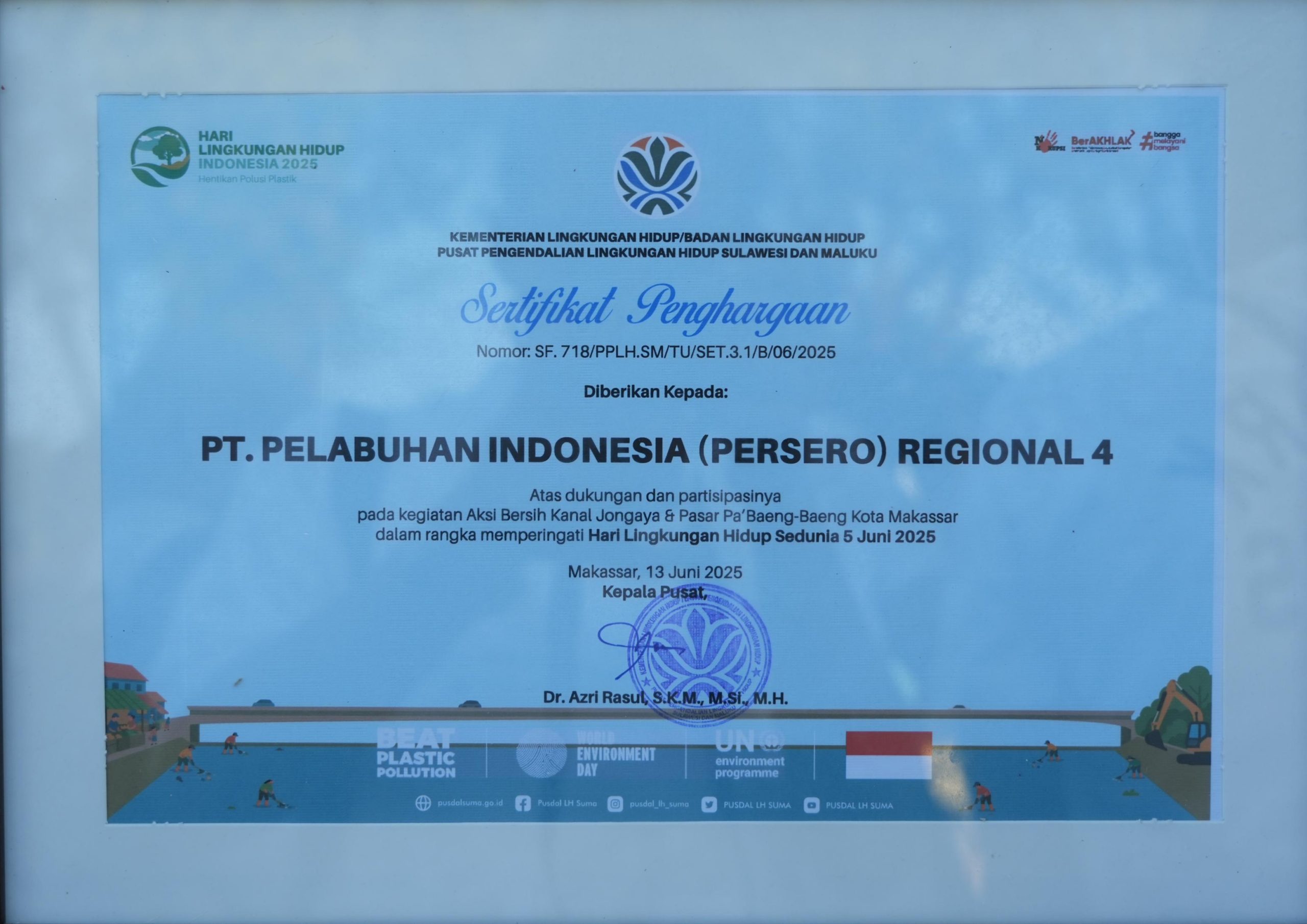 Hari Lingkungan Hidup Sedunia 2025, Pelindo Regional 4 Raih Penghargaan